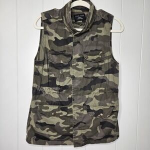 Love Tree Camouflage Women's Vest M Pockets Snap Closure Cinch Drawstring Waist